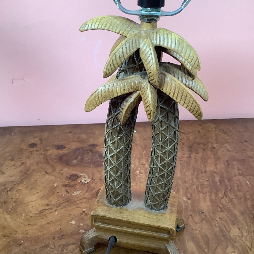 Palm Tree Table Lamp with Cream Shade - Tropical Home Accent 16” - Picture 6 of 16